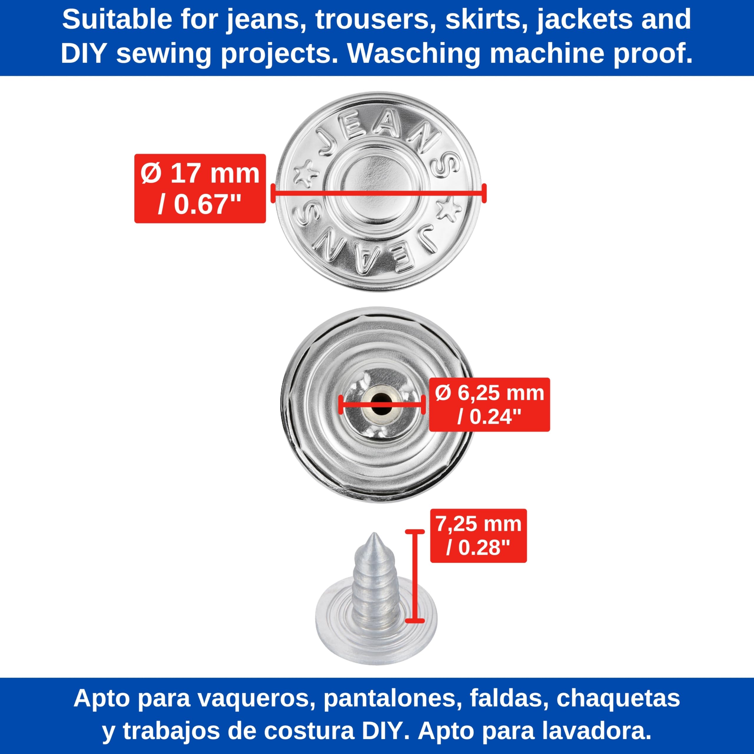10 Bottoni Metallici Tinta Unita Argento Cromato 14mm Per Sartoria E Fai Da Te R724 - 5