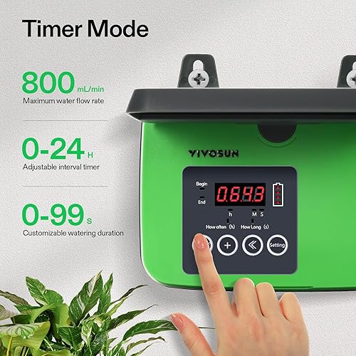 Miniatura 5 de VIVOSUN Kits de riego por goteo automático solar con temporizador, salida de 3 W, Sistema de riego por goteo automático alimentado por energía