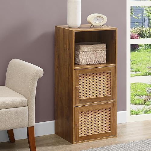 Miniatura 2 de Convenience Concepts Xtra Boho Weave - Organizador de almacenamiento moderno con estante, 2 puertas de gabinete, para sala de estar, baño, oficina,