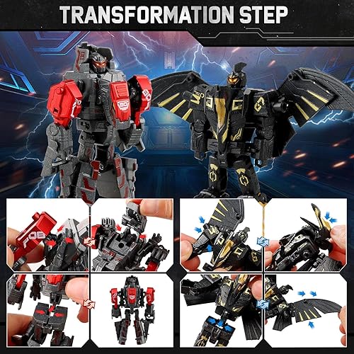 Miniatura 4 de JONEG Juguetes de dinosaurio robot transformador, juguetes de dinosaurio, juguete STEM 4 en 1, juguete de dinosaurio que se transforma en robot,