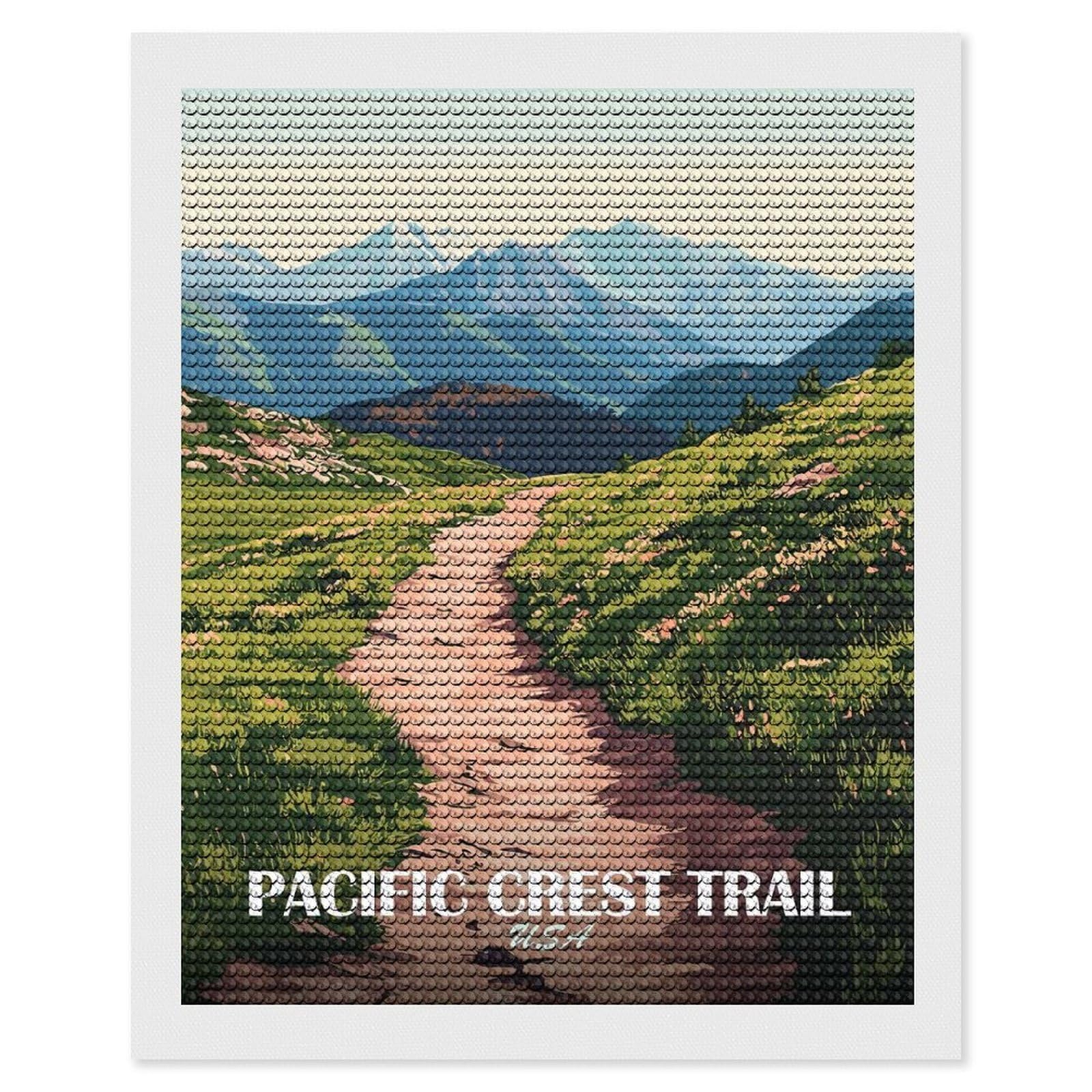 Junmoney Pacific Crest Trail USA Landscape Diamond Painting Canvas Set 16"x20", for Beginners, Complete Accessories, Christmas Gift, Modern Decor