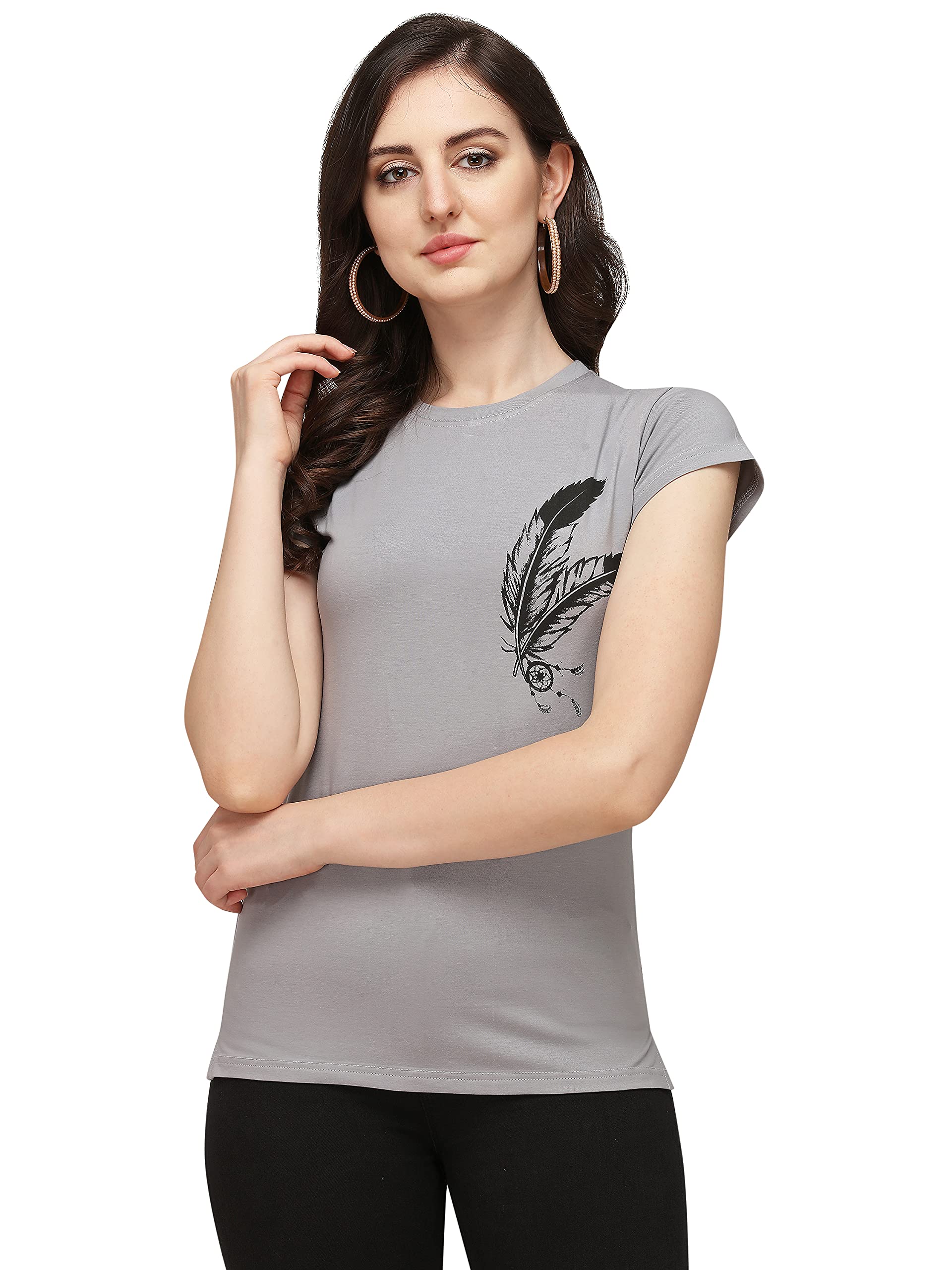 leriya fashion Lycra Cap Sleeves Digital Mor Print Design Top for Women Stylish for Office Wear,Casual Top for Womens/Girls-picture-15