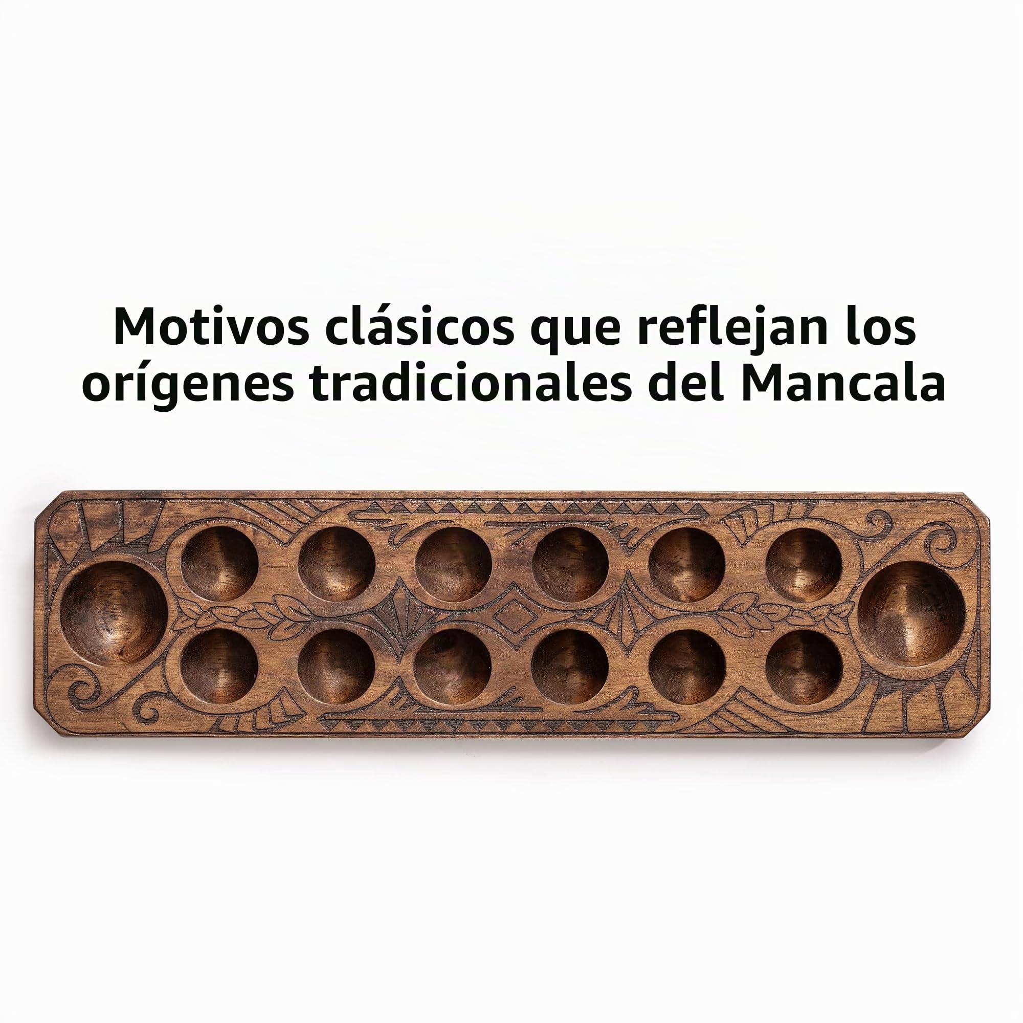 Yellow Mountain Imports Juego Mancala con Tablero de Madera Maciza de 44 centímetros y Piezas de Juego de Guijarros de Cuarzo