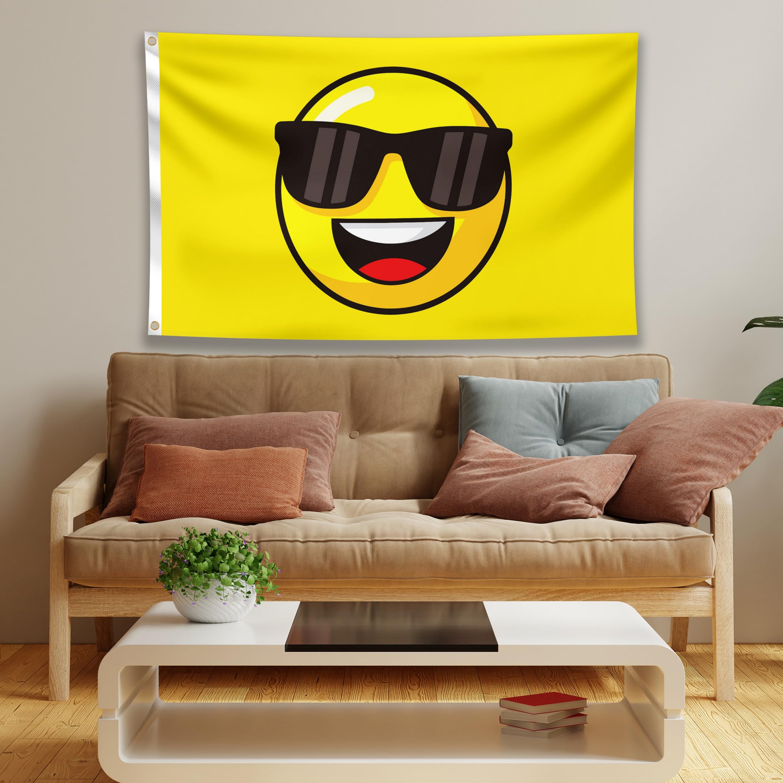 Poster Faccina sorridente che indossa occhiali da sole con il pollice