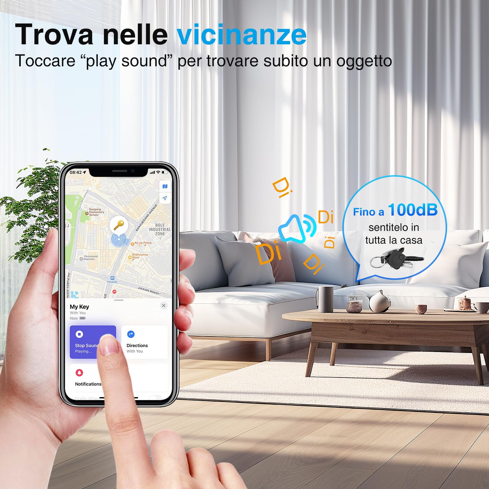 Localizzatore GPS - 2 pezzi Smart Tag compatibile con Apple Find My (Solo iOS 14.5+), Localizzatori Bluetooth Trova Chiavi Impermeabile IP67, per Valigia/Borsa/Bambini/Cani, Batteria Sostituibile