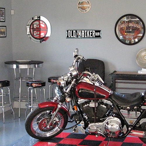 Miniatura 6 de Letrero de metal con texto en inglés "Old Biker Blvd", decoración de pared para el hogar, bar, garaje, 16 x 4 pulgadas