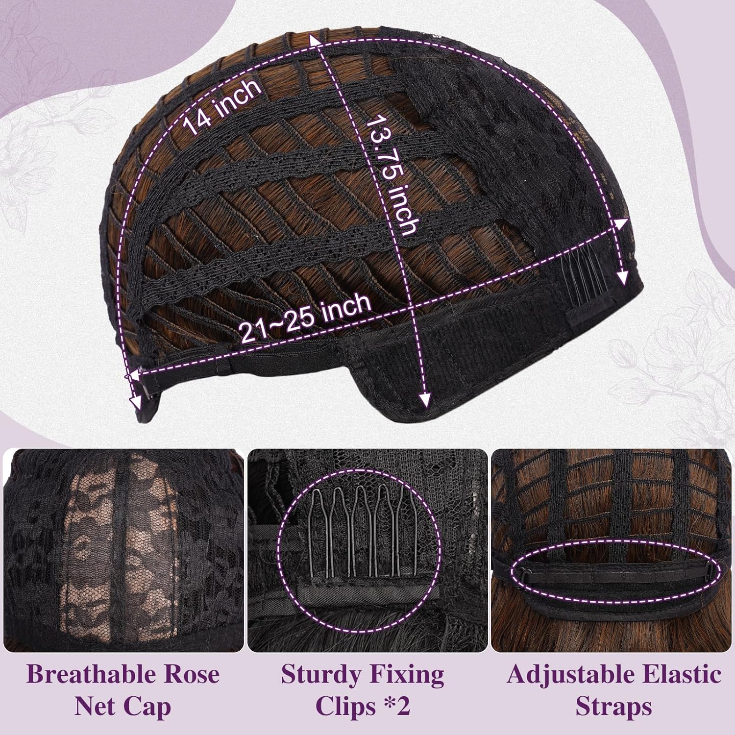 BARSDAR Short Wavy Auburn Highlight Wig - Short Wavy Wig with Bangs for Women, Thick Soft Synthetic Textured Curly Chic French Bob Wigs with Face-Framing Bangs Natural Looking Daily Party Halloween - Image 7