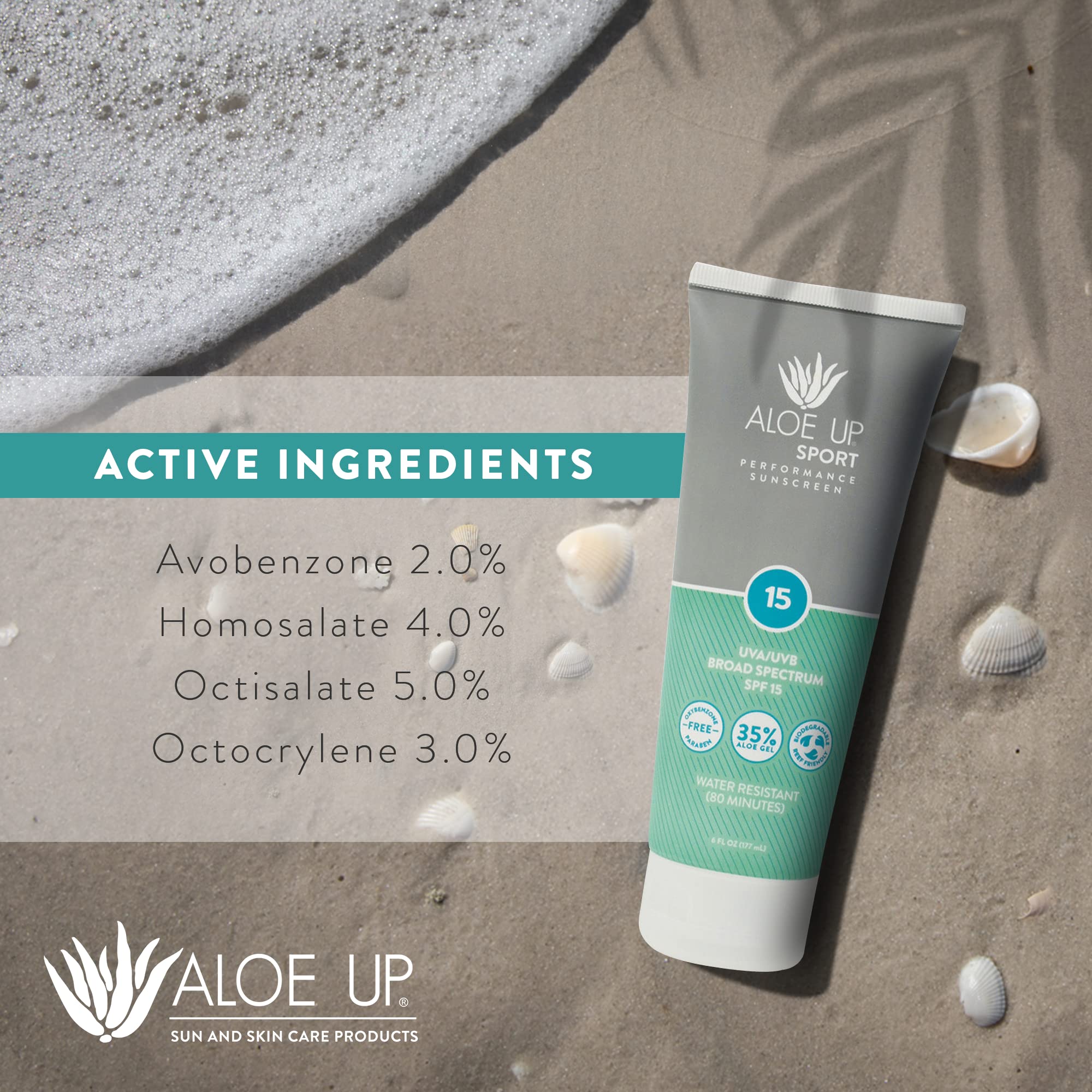 Aloe Up Sport Performance Crème solaire SPF 15 à l'aloe vera Sun Lotion 177 ml Tube