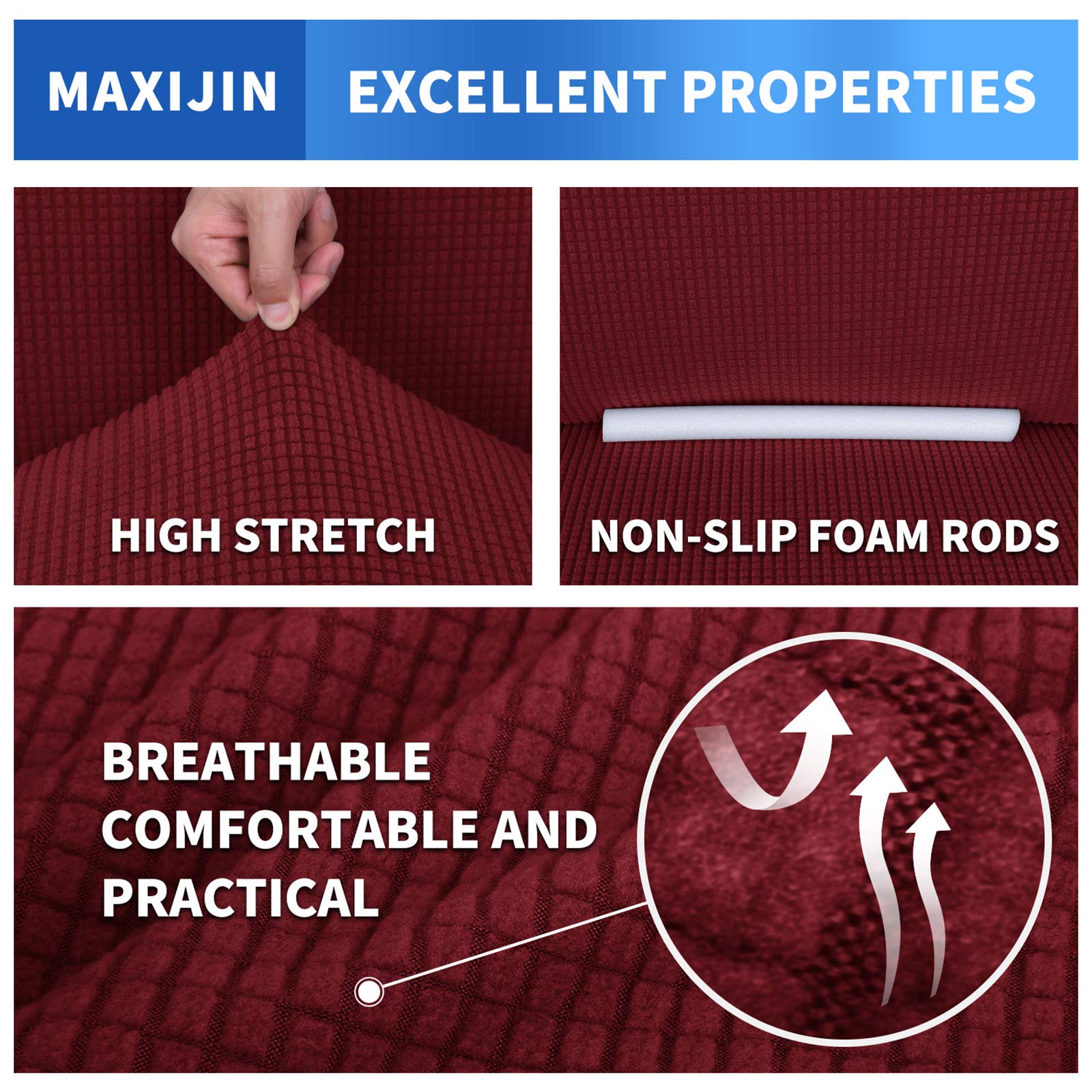 MAXIJIN Fodera per divano super elasticizzata per divano a 4 posti, fodere per divani extra large Jacquard Pet Dog Furniture Protector Fodera per divano aderente (4 posto, Rosso)