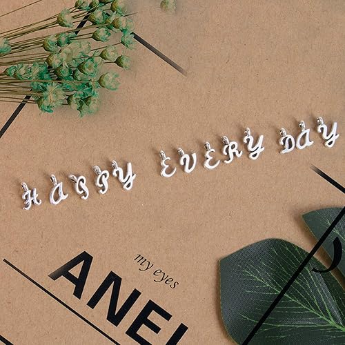 Miniatura 4 de SANNIX 156Pcs6 juegos ABC Letra Abalorios Mini A-Z Alfabeto Pulsera Collar Colgantes Loose Beads con 200 piezas abiertas Jump Anillos para DIY