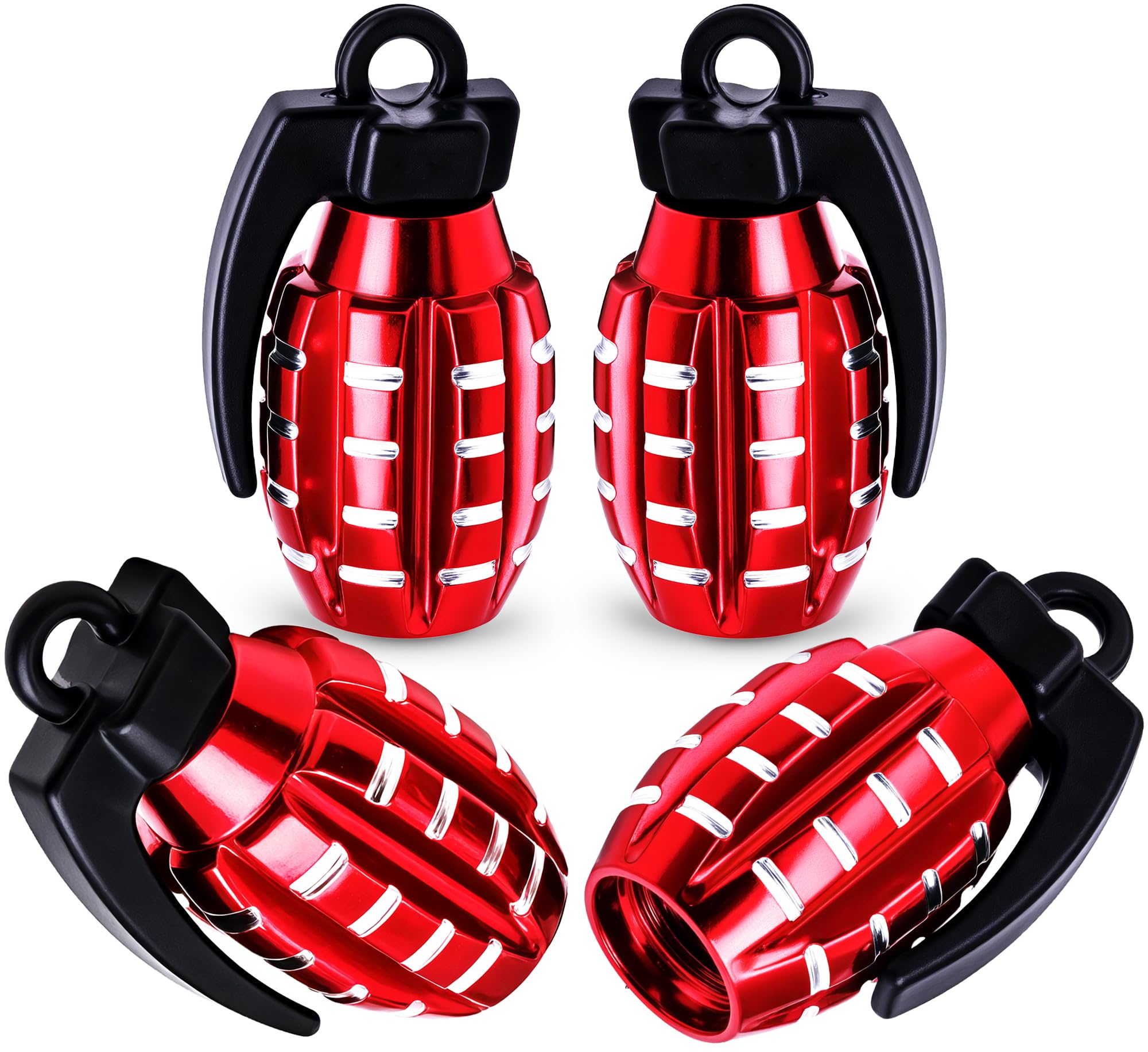 4 PCS Tire Valve Stem Caps, Aluminium Alloy Tire Valve Stem Covers Universal for Cars, Trucks, SUV, Motorcycles, Bike and Bicycles (Red)