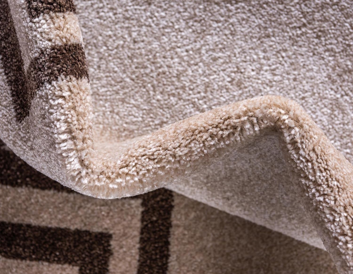 Unique Loom Athens Collection Classic Geometric Modern Border Design Area Rug, 2 ft 7 in x 10 ft, Beige/Brown