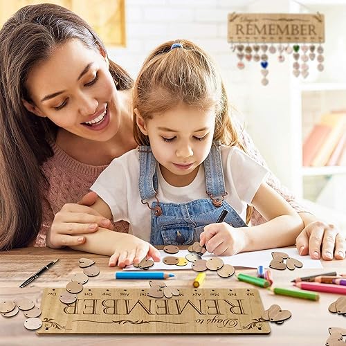Miniatura 5 de YuQi Regalo para mamás, papás de hija e hijo, calendario de madera para colgar en la pared, días para recordar, gran manera de guardar todos los