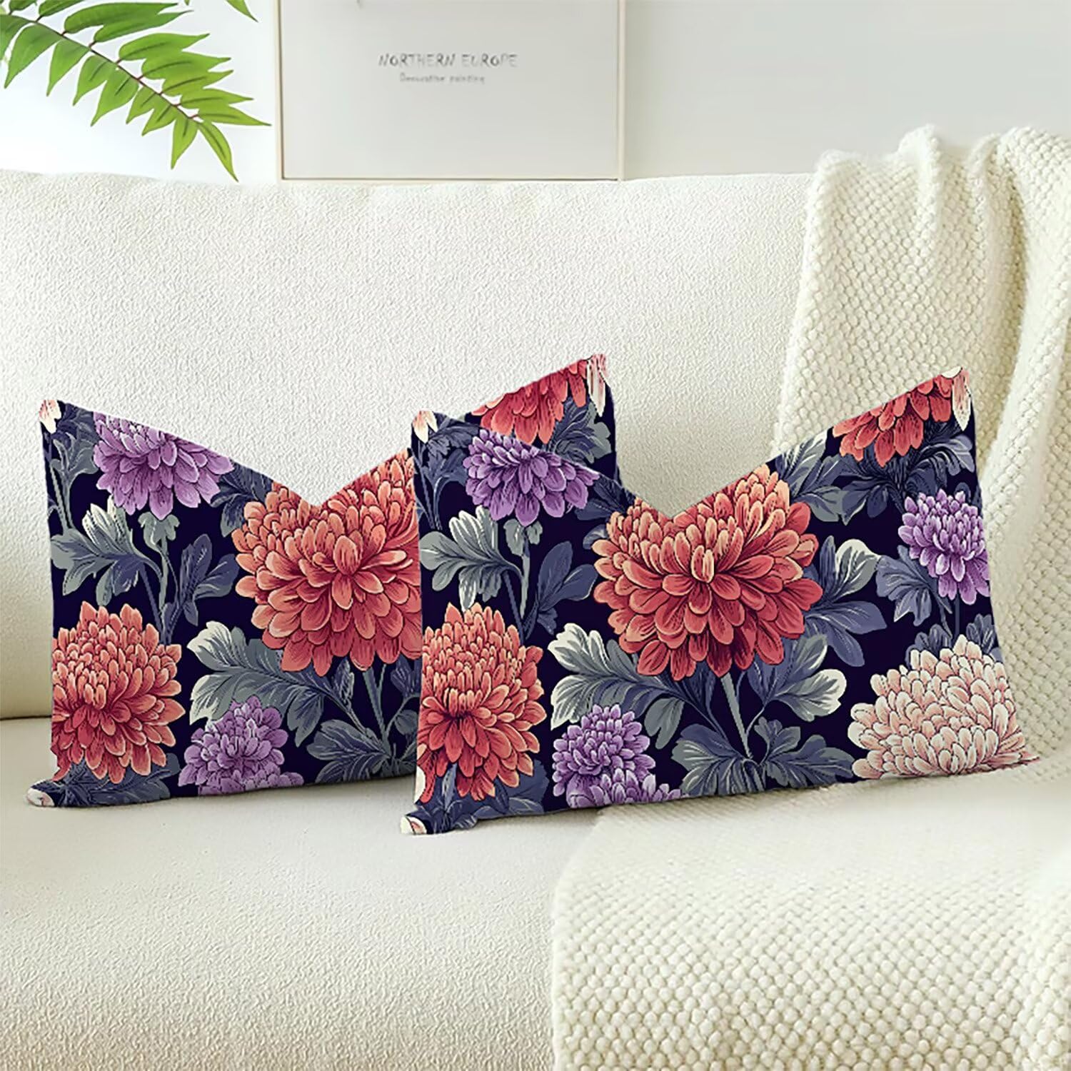 Coussins canapé fermeture eclair motif fleur rétro Xlccaioo