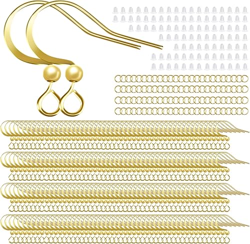 160 piezas80 pares de ganchos para aretes de oro de 14 quilates, hipoalergénicos, ganchos de pez con 100 piezas de silicona transparente para aretes
