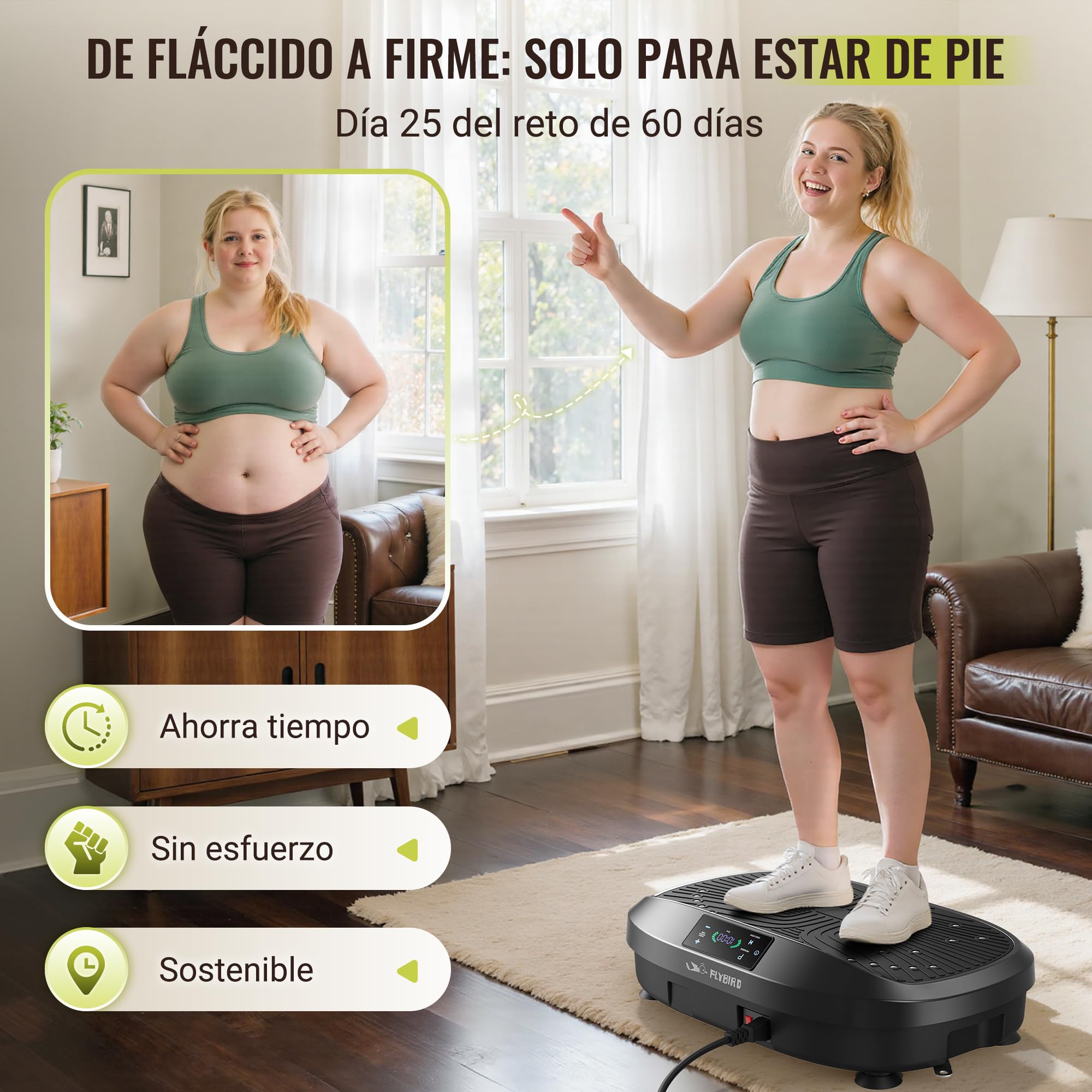 FLYBIRD Plataforma Vibratoria, Máquina de Ejercicio de Placa de vibración para Entrenamiento Corporal Completo, Ideal para Aumentar la Densidad ósea y Drenaje linfático