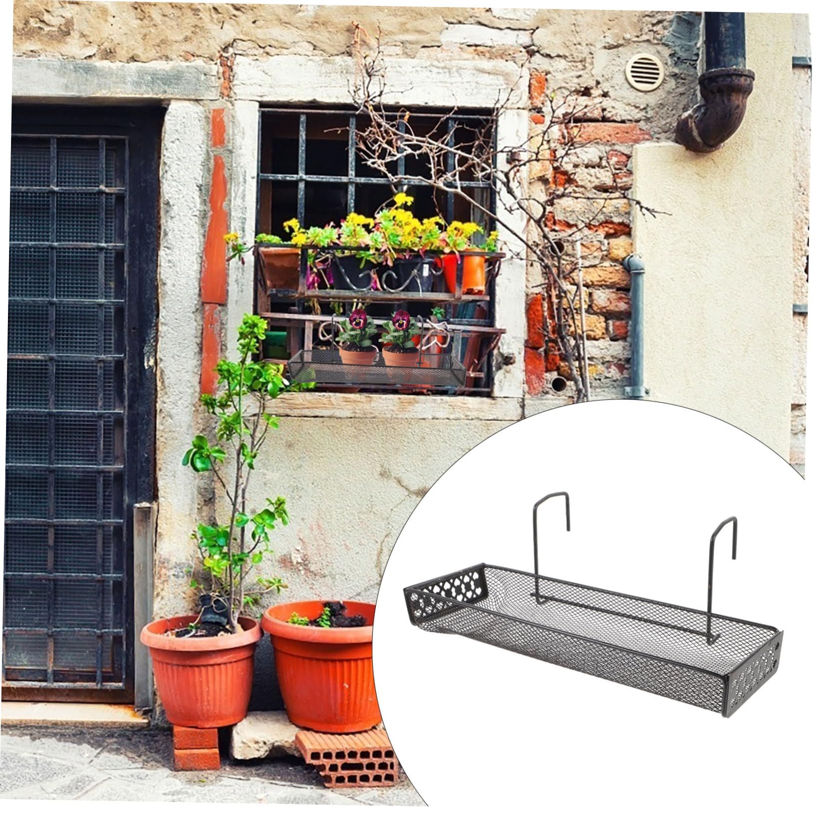 Unomor Fence Flower Pot Hanger Iron Material Craftsmanship Heavy Duty Plant Hangers Easy to Assemble for Home Office