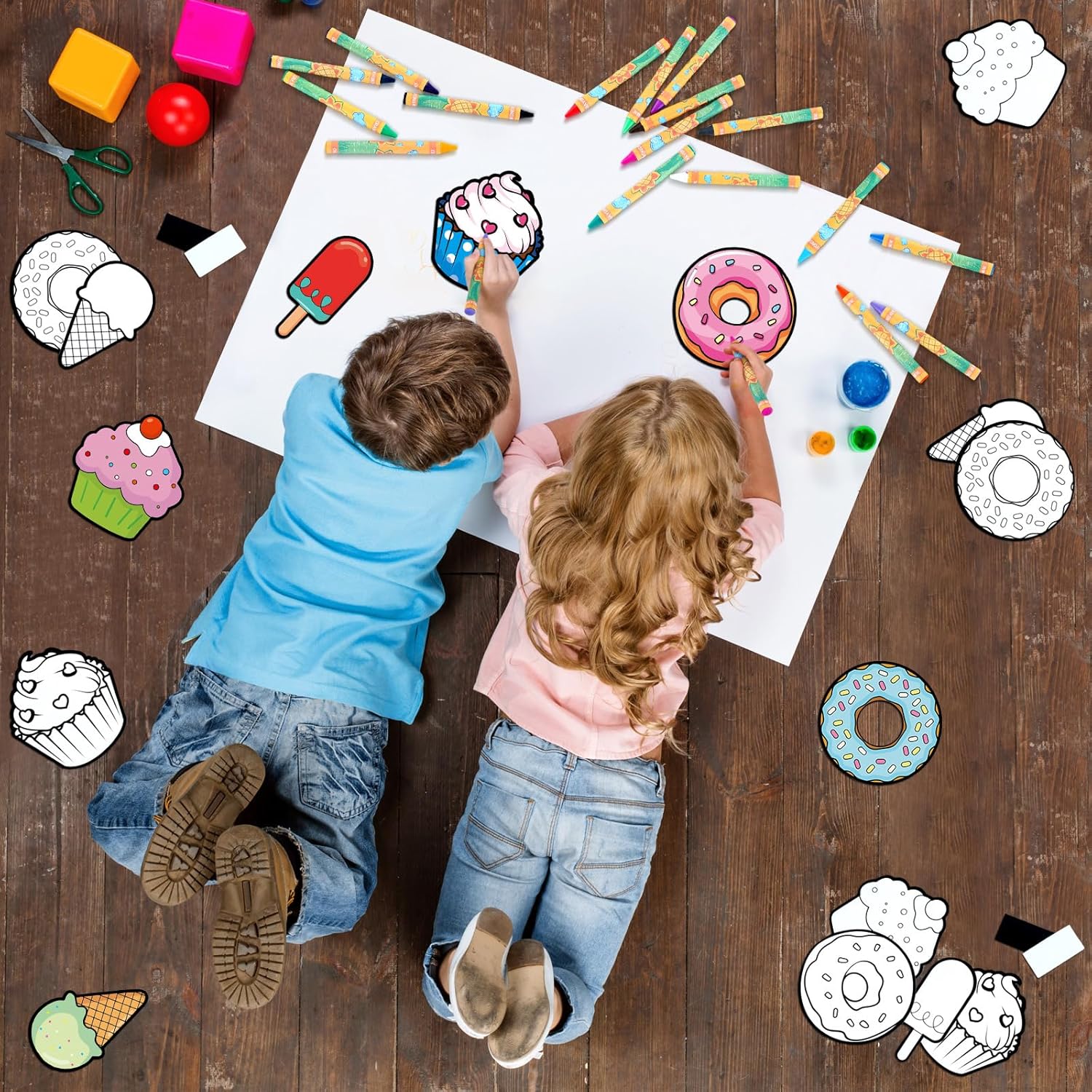 30 Pcs Crafts Color Your Own Magnet for Kids Sweet Treat Kit DIY Coloring Dessert Crafts DIY Coloring Magnet Ornaments for Art Party Favors