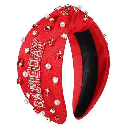Miniatura 6 de Diadema de fútbol para mujer, diadema anudada de cristal con diamantes de imitación, adornada para el día del juego, accesorios de fútbol para mamá