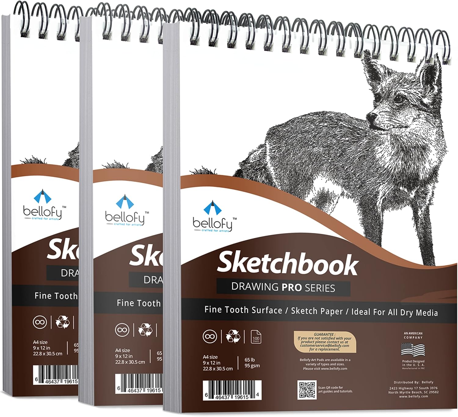 Bellofy 9x12Inch SpiralBound Sketchbook for Artists 100 Sheets for