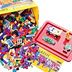 Building Blocks Set with Storage Box and Lid Baseplate: 568 Pieces Classic Bricks Compatible with Major Brands, Wheels Doors Windows, STEM Toy for Toddlers Age 3+, Gift for Boys Girls by Burgkidz