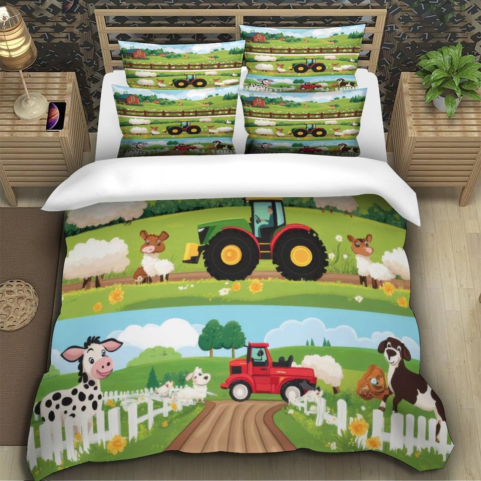 Bauernhof Tiere Traktor Bettwäsche Set Mikrofaser Kinder