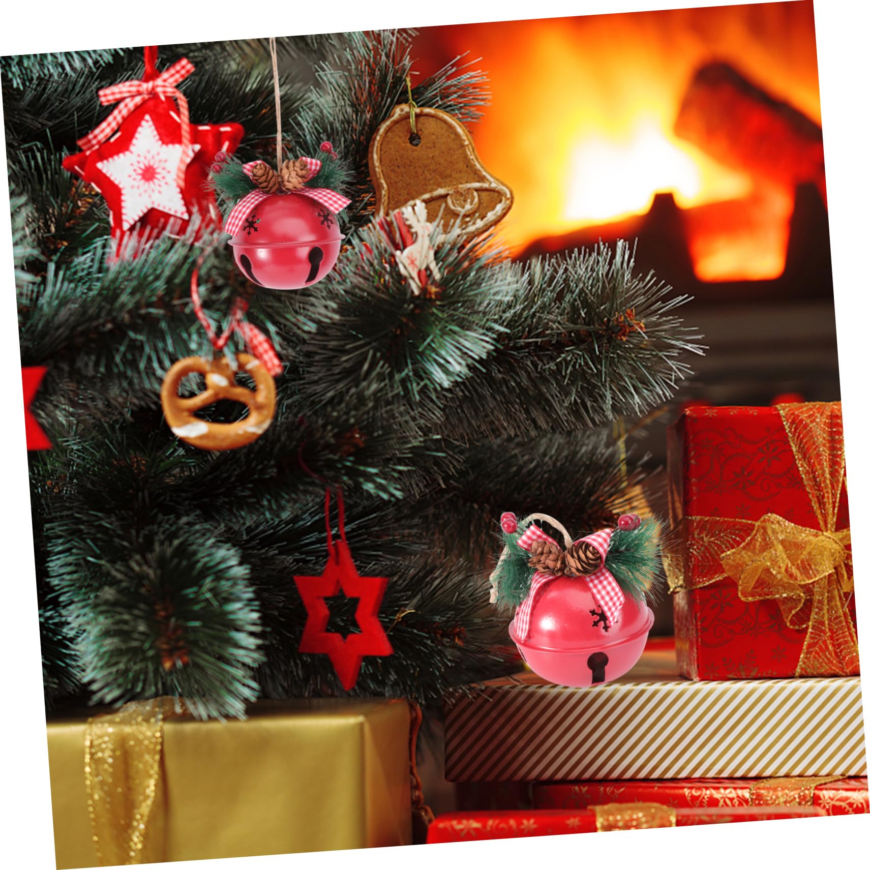 Ciieeo 6 Pz campana appesa di natale campana di bowknot appesa campane di slitta di natale arredamento accessori mini campanello fai da te a 8 cm la