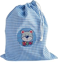 ETIKIDS Sacca asilo Azzurro. Zaino di corda in tessuto ideal per riporrepanini, frutta, biscotti, giocattoli. Sacca per bambini lavabile. Borsa merenda 24 x 29 cm