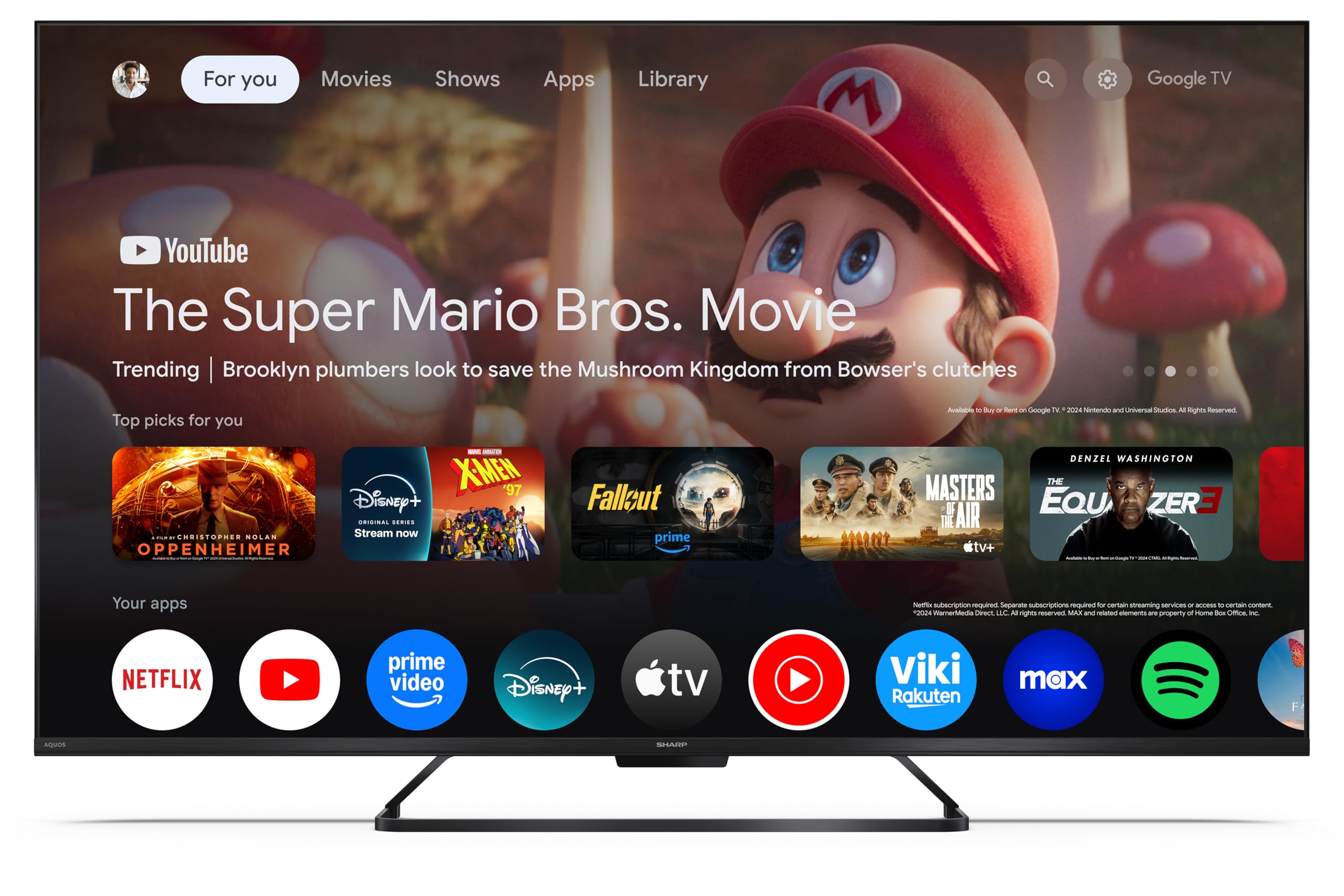 Sharp 50HR7365E - GOOGLE TV, 50" UHD, FRAMELESS,144Hz, QLED, HDR10, Dolby Vision HDR, Google Assistant z mikrofonem, Chromecast, Bluetooth, DOLBY Atmos 2x12W, HDMI 2.1 x4, USBx2, czarny