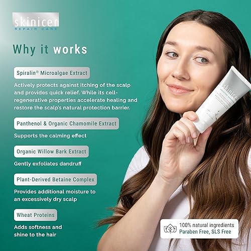 Miniatura 4 de Champú calmante para caspa, picazón en el cuero cabelludo e irritación, con protección activa de microalgas, para cabello sensible, hombres y