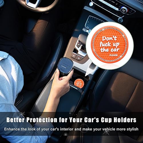 Miniatura 10 de Paquete de 2 posavasos brillantes para automóvil, 2.75 pulgadas, antideslizante, con inserción automática, tapete de cristal perfecto para mujeres y