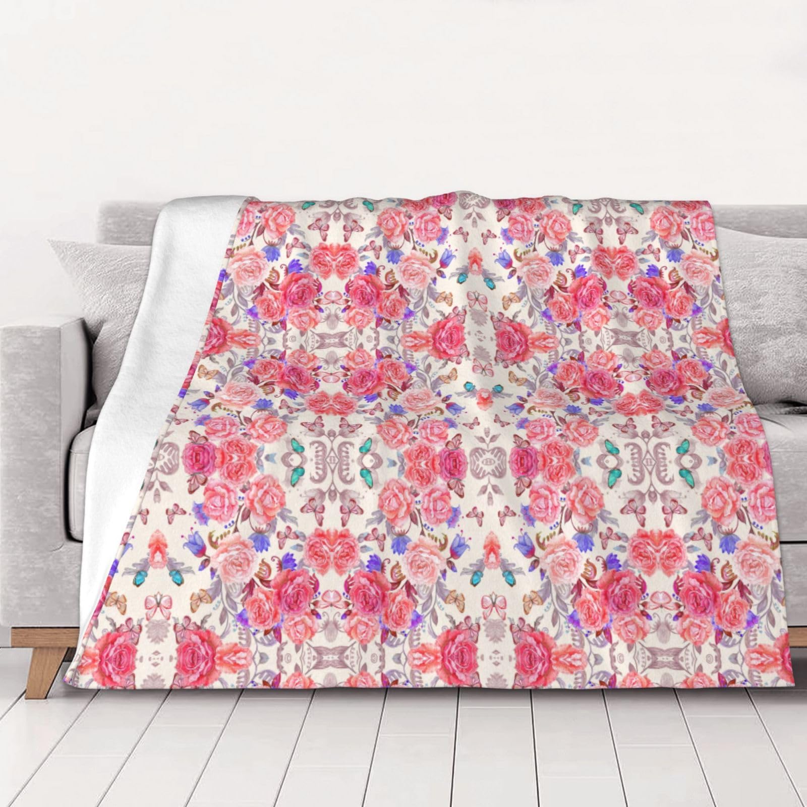 Couverture flanelle légère pour voiture salon camping plaid motifs papillons