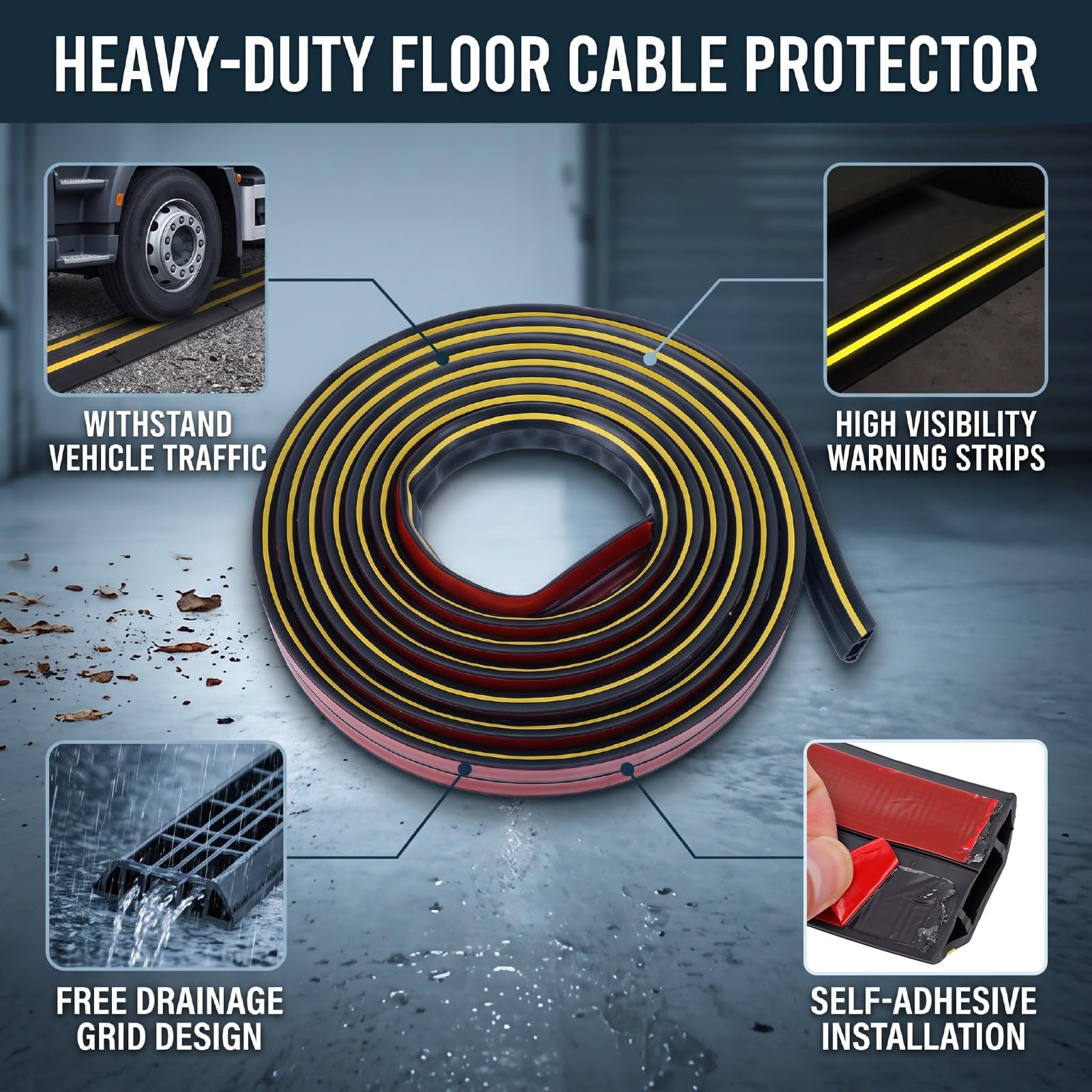 Fafeicy Cubrecables Flexible de PVC Resistente, 6 Metros