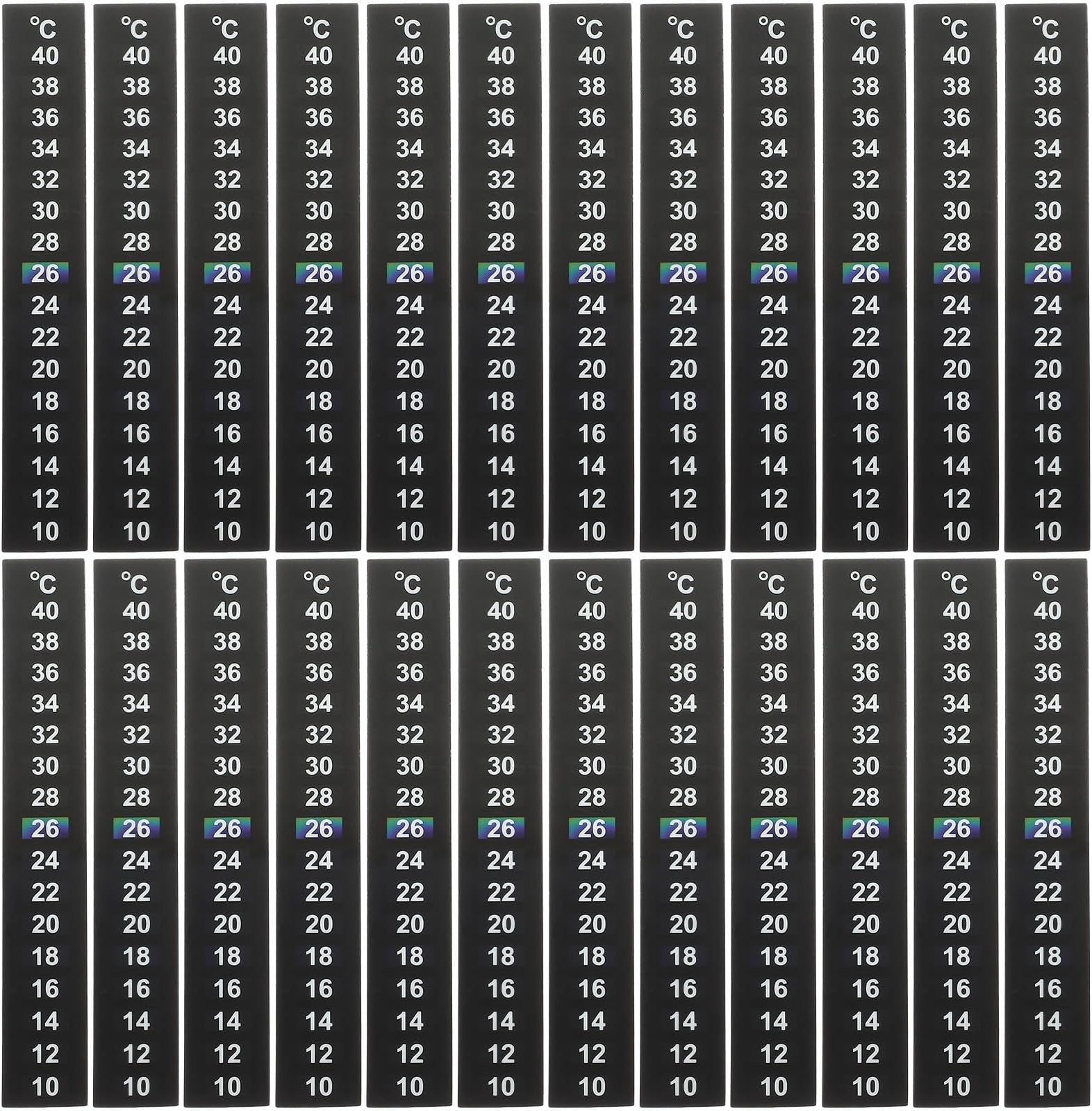 SEWACC 水槽用温度計ストリップ 黒色プラ製 体温計ストリップ 10個セット 簡単に読み取れる摂氏表示 アクアリウムや水槽の温度管理に最適 ランダムカラー