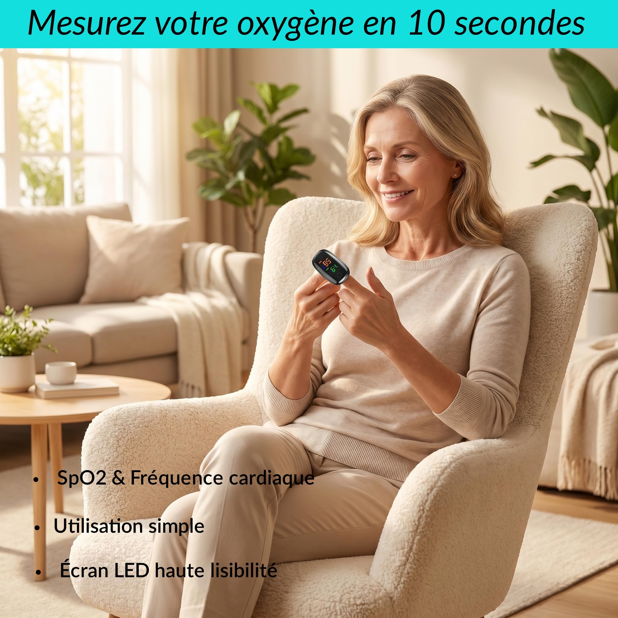 Tensiomètre Bras Électronique + Oxymètre de Doigt + Thermomètre Frontal – Kit Santé à Domicile 3en1 avec Mallette Rigide – Grands Écrans – Pack Surveillance Tension & Température– Seniors & Famille