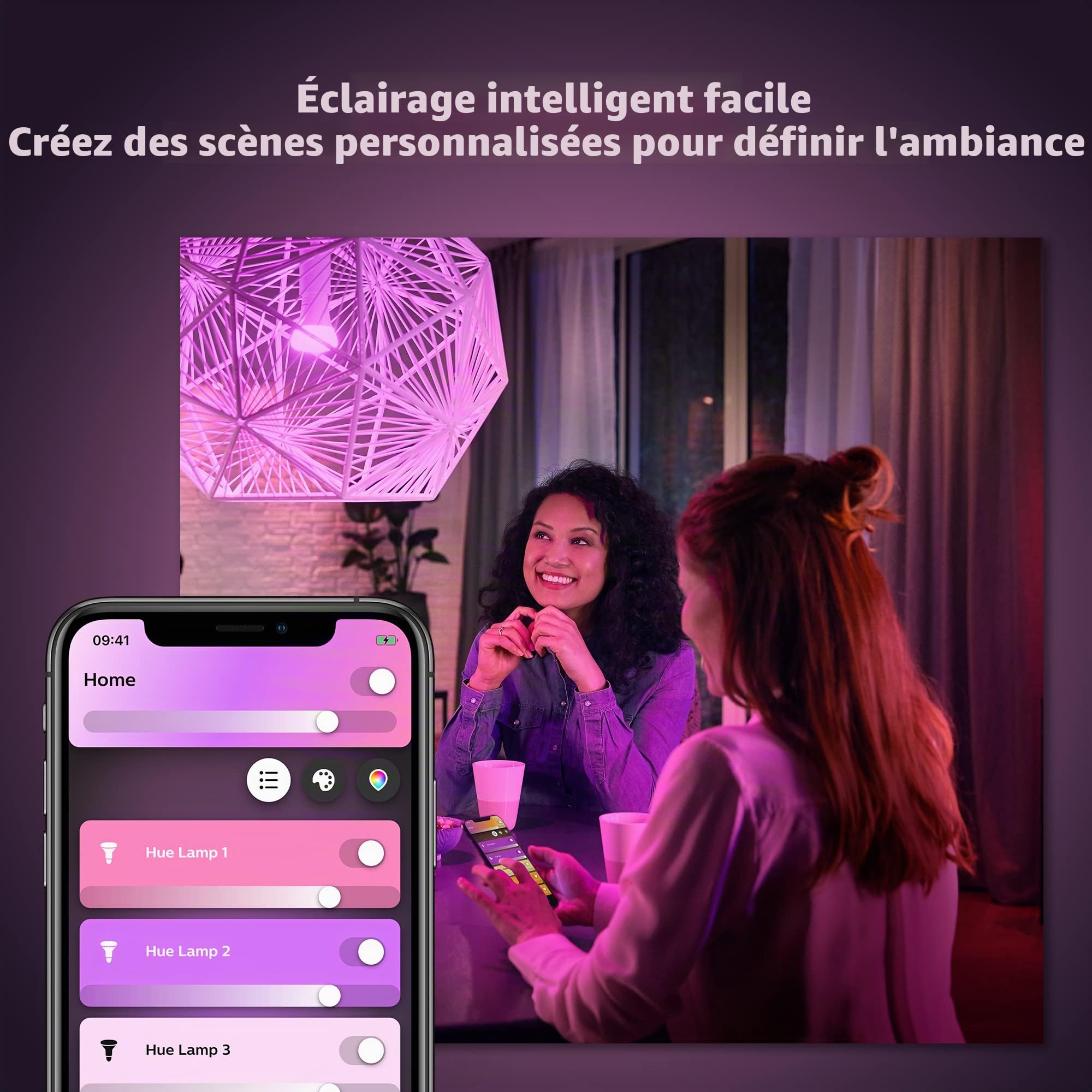 Philips Hue bouton télécommande Tap Dial Switch, blanc, permet le contrôle de plusieurs pièces ou une zone+Philips Hue White and Color Ambiance, ampoule LED connectées GU10 4.3W Bluetooth