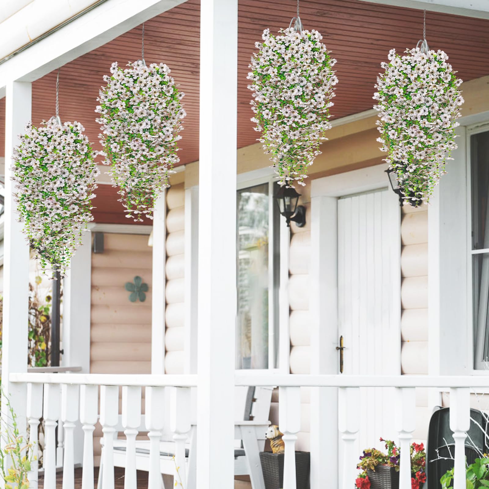 Kunstmatige Hangende Bloemen voor Buiten,4 Stuks Nep Hangplanten