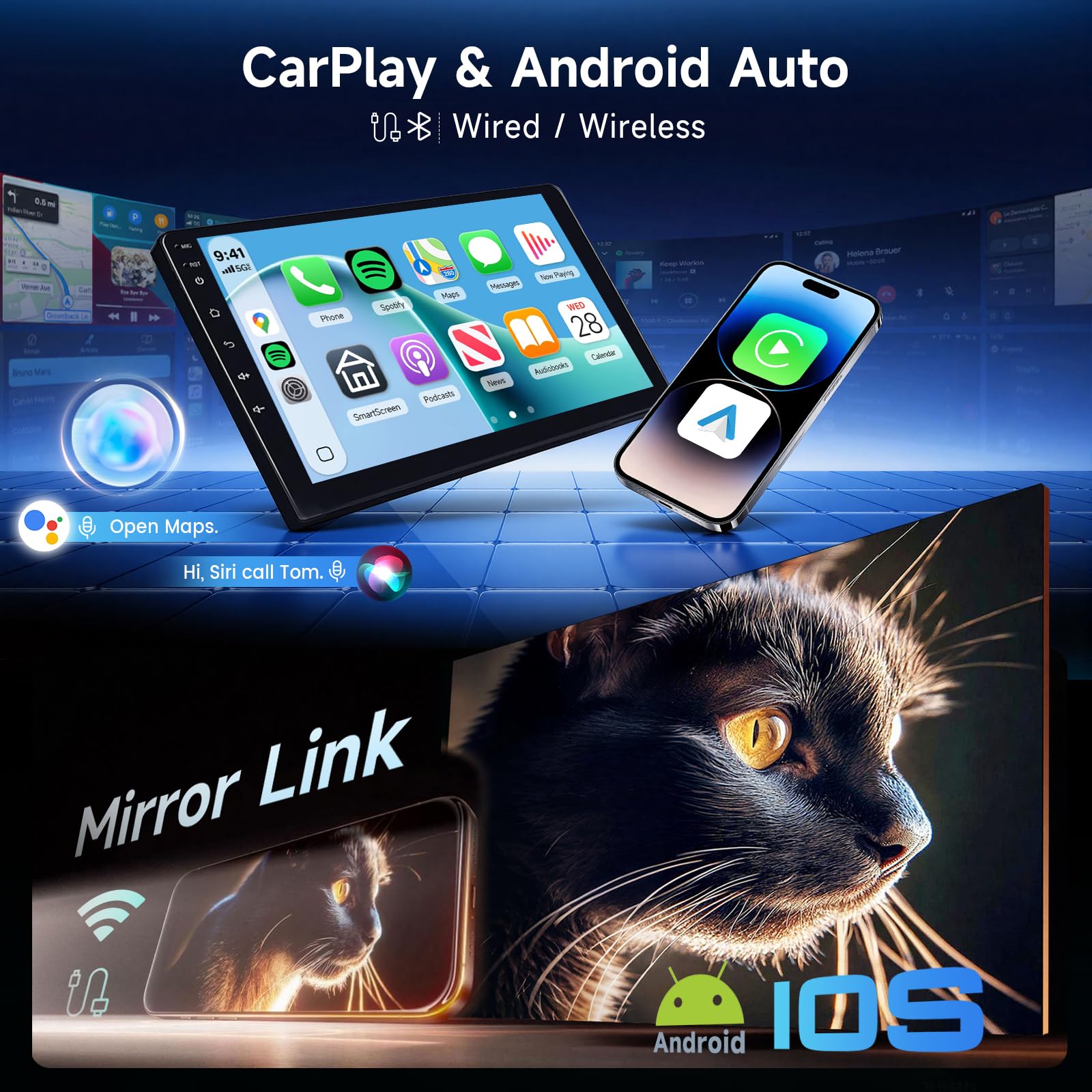 Hodozzy 6G+128G 8 Núcleos Radio para para Renault Clio 3th 2005-2014 Android 2 DIN GPS, Bluetooth HiFi Pantalla Táctil 9 Pulgadas con Carplay Inalámbrico Android Auto, WiFi USB, FM RDS Cámara Atrás