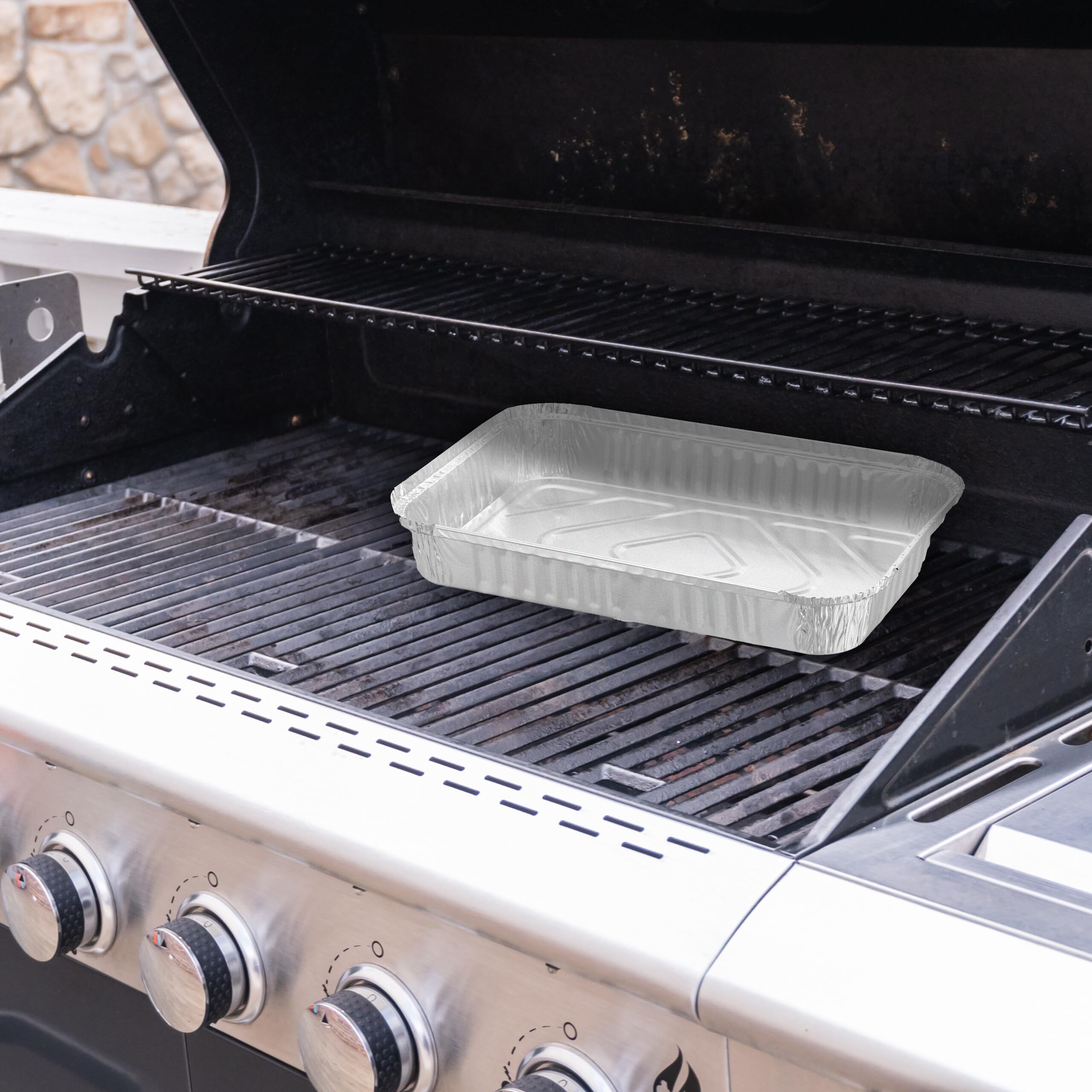 Relaxdays Vaschette in Alluminio per Barbecue, Set da 50, LxP: 31 x 21 cm, Contenitori Rettangolari per Grill, Argentato