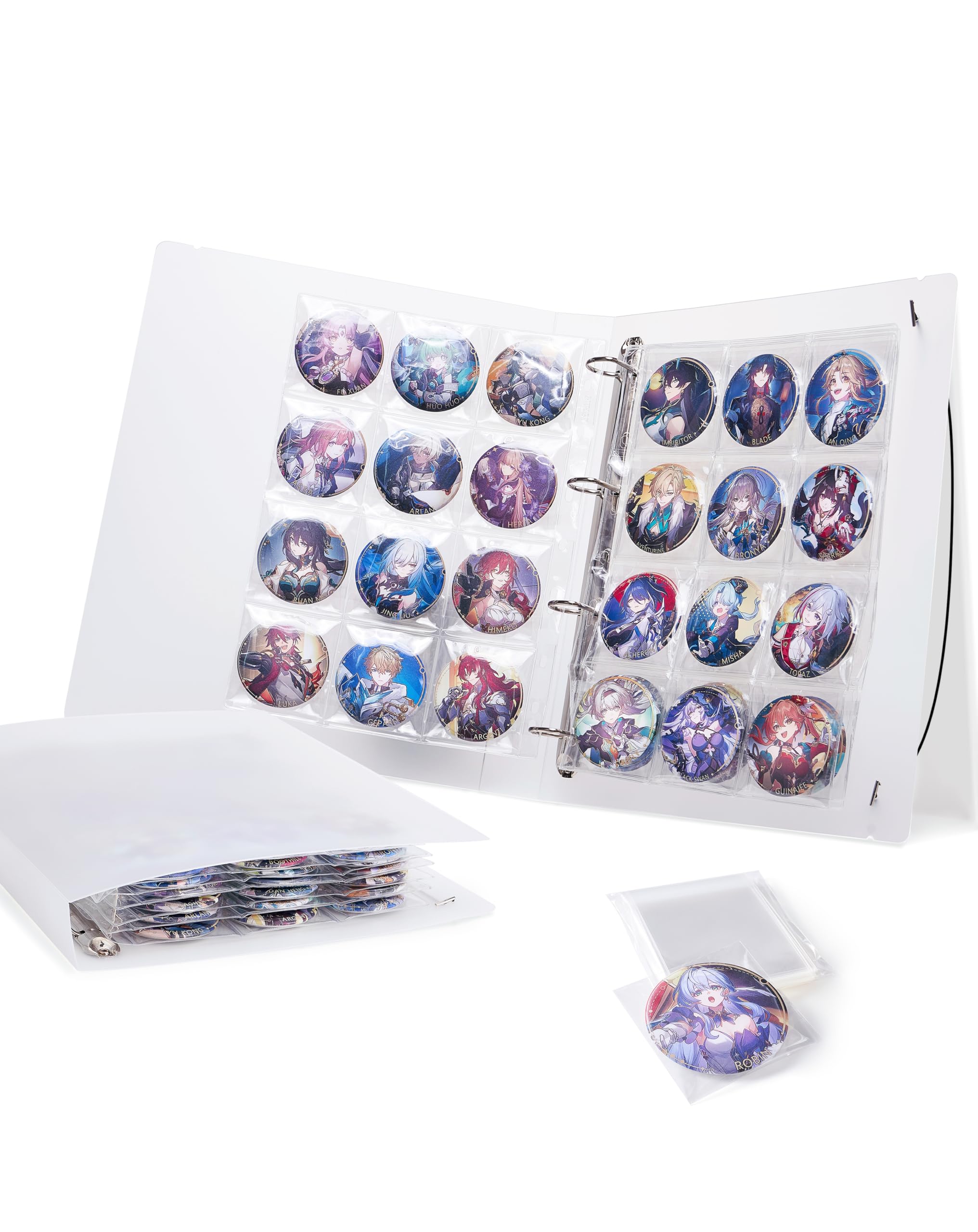 缶バッジ収納ファイル 57mm 缶バッジカバー ホルダー OPP袋付き 12ポケットリフィル最大96枚収納可能 大容量 クリア コレクト
