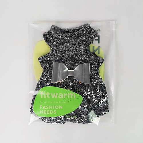 Miniatura 8 de Fitwarm Vestido elegante para perro, ropa de perro con lentejuelas brillantes para perros pequeños y niñas, atuendo formal de boda para mascotas,