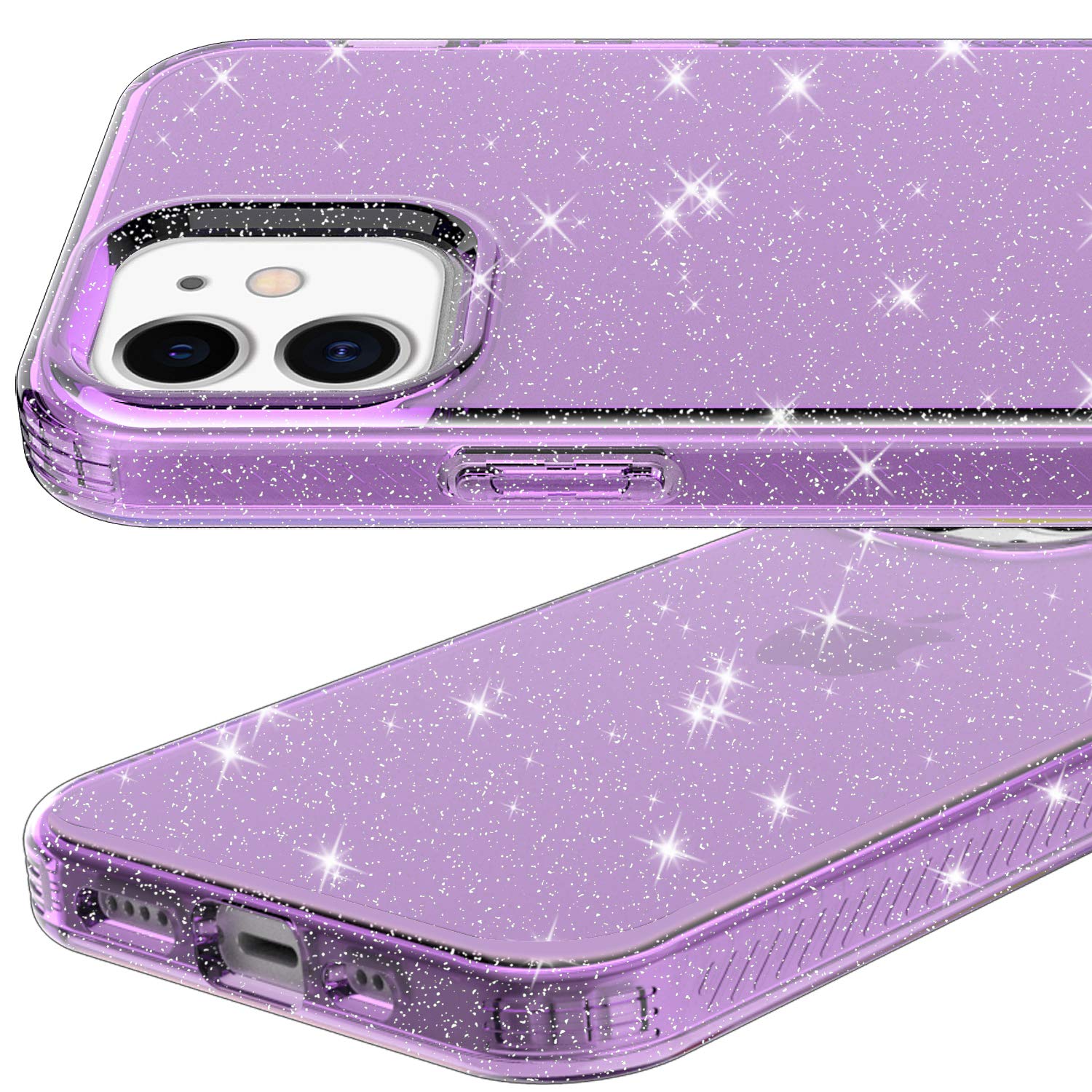 Riccase For IPhone 11 Case, Clear Cute Glitter Sparkly Transparent Phone Case For Women Girls, Soft TPU Anti-Yellow & Shockproof Protective For IPhone 11 6.1 Inch, Purple Glitter - View #4