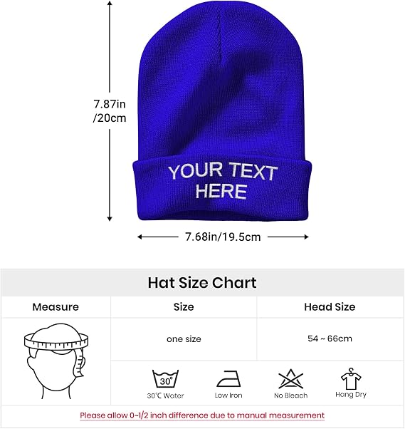 Customized Embroidered Beanie for Men Women Personalized Name Text Design Your Own Knitted Hat