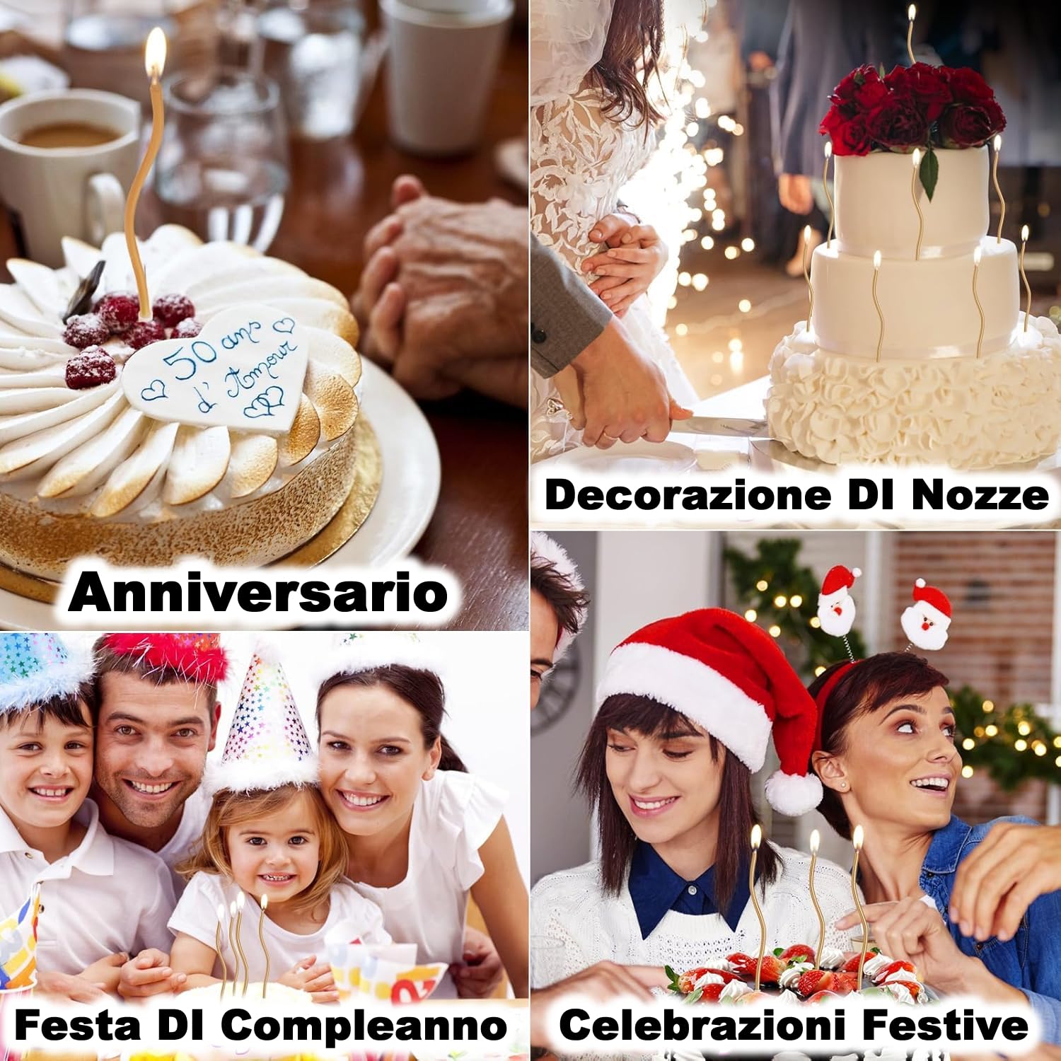 24 Candele Torta di Compleanno,Candele a Spirale di Compleanno Lunga E Sottile con superficie metallica,Candela a Spirale Cupcake per Compleanno Partito Torta Decorazioni (Champagne)