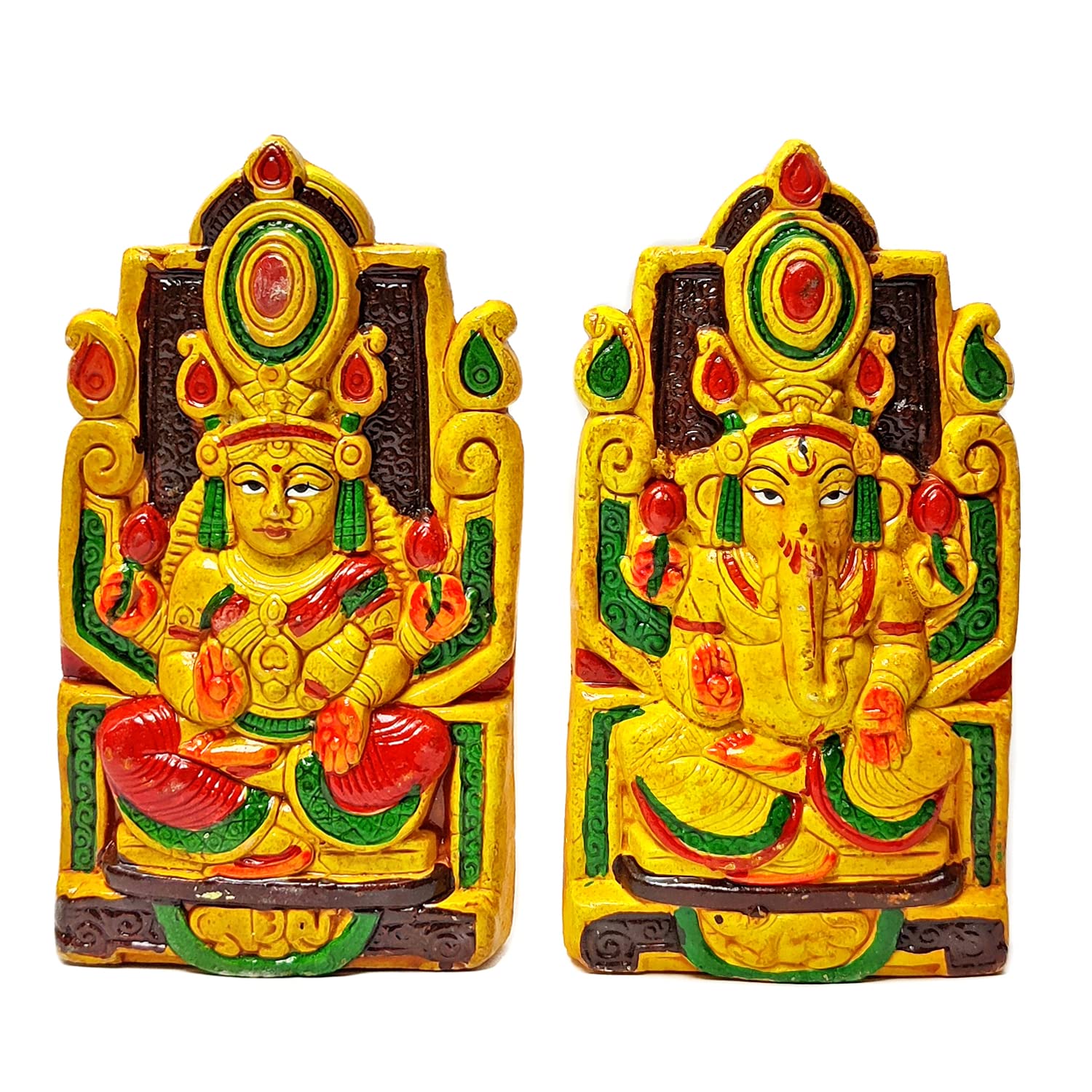 Buy SATVIK 6.5" Beautiful Lakshmi Ganesha Clay Statue with Colouring
