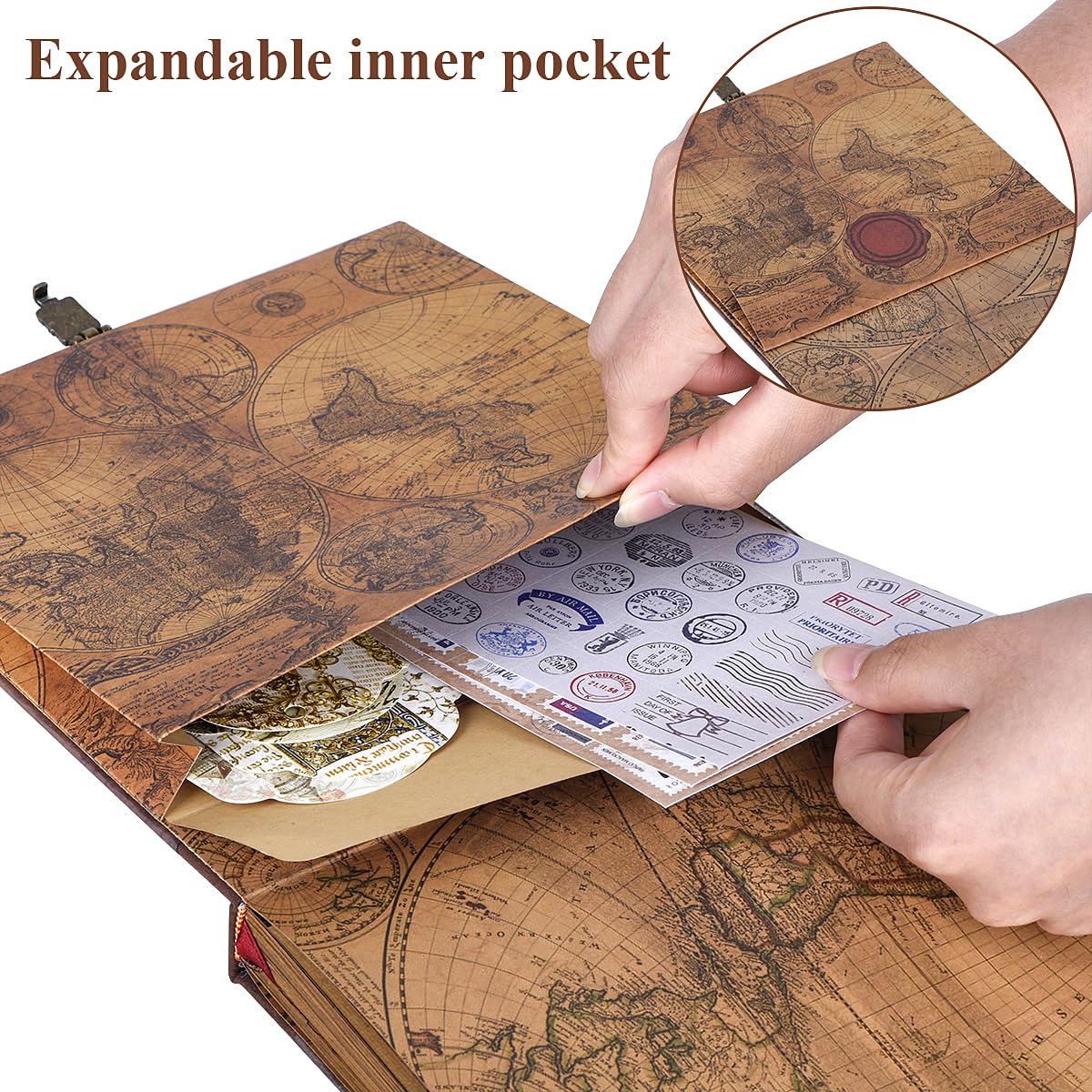 Adventure Book Scrapbook Album fotografico 80 pagine, copertina in pelle 3D, con coulisse, con una scatola di accessori per Scrapbook