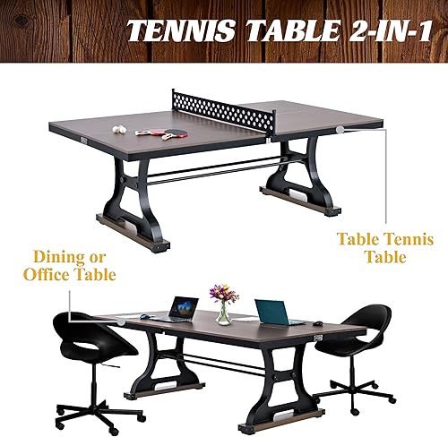 Miniatura 3 de Barrington Billiards Coventry - Mesa de ping pong para interiores, mesa de comedor 2 en 1 de 7 pies con red de metal, paletas y pelotas incluidas