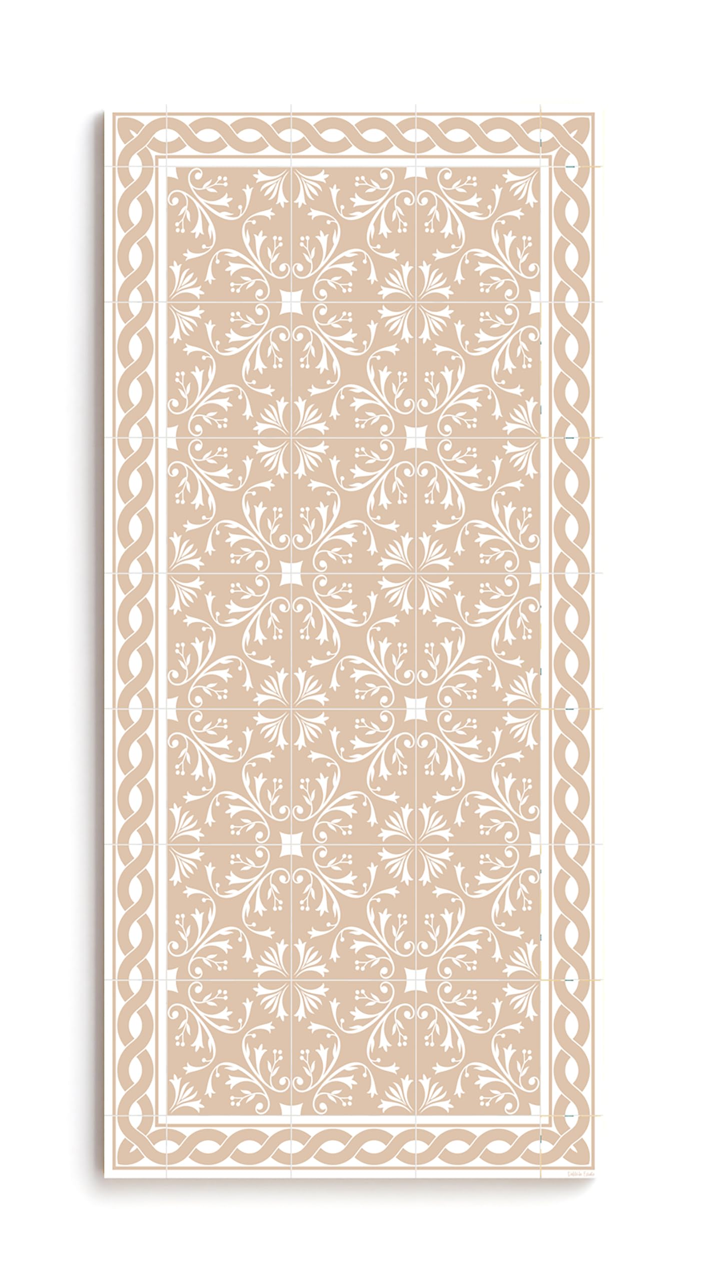 DobleUve Estudio Tapis Vinyle 37 | Beige | 65x200 cm | Tapis Cuisine et Salon Antidérapant Antifongique Ignifuge | Pour Enfants et Bain PVC