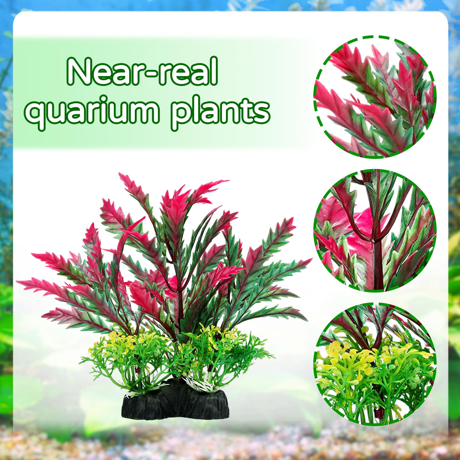 QUOZUO Decorazione per Acquario Pianta, Piante Artificiali per Acquario e Decorazione Grotta in Poliresina, Nascondiglio per Pesci, 12 Pezzi