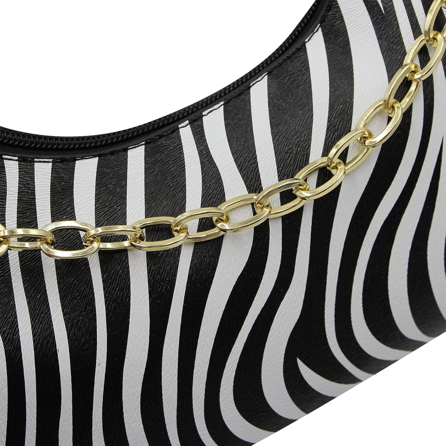Suillty Women's Zebra Print Tote Shoulder Bag Leather Top Handle Purse Travel Handbag Clutch Wallet with Chain - Image 5